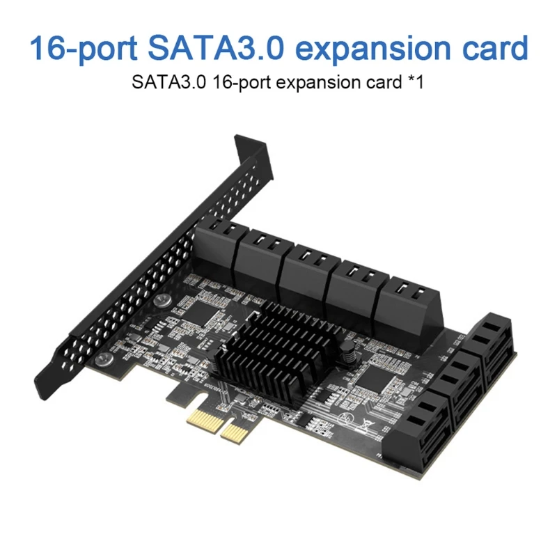 

PCIE1X to SATA III 16-Port Expansion Card SATA 3.0 6Gbps Converter Board Supports Large-Capacity Hard Drives and SSDs