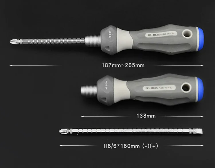 JERXUN H6/6*160 мм двойного назначения настраиваемая отвертка крестообразная Phillips-Трещотка отвертки Магнитная отвертка CR-V отвертка