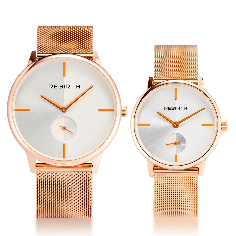 Пара часов Роскошные повседневные женские часы водонепроницаемые розовое