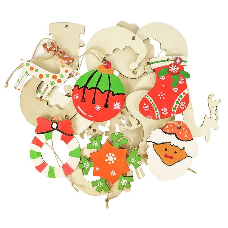 

10pcs Natural Blank Wood Slices Round Baubles Tags Unfinished Wooden Discs Bulk with Holes Painting DIY Craft Ornaments New Year