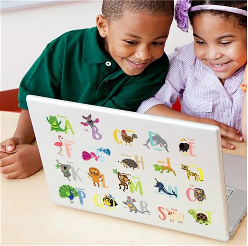 

Наклейки на стену в виде мультяшных животных, алфавит, украшение для детской комнаты, Настенная роспись, английская стена для писем наклейк...