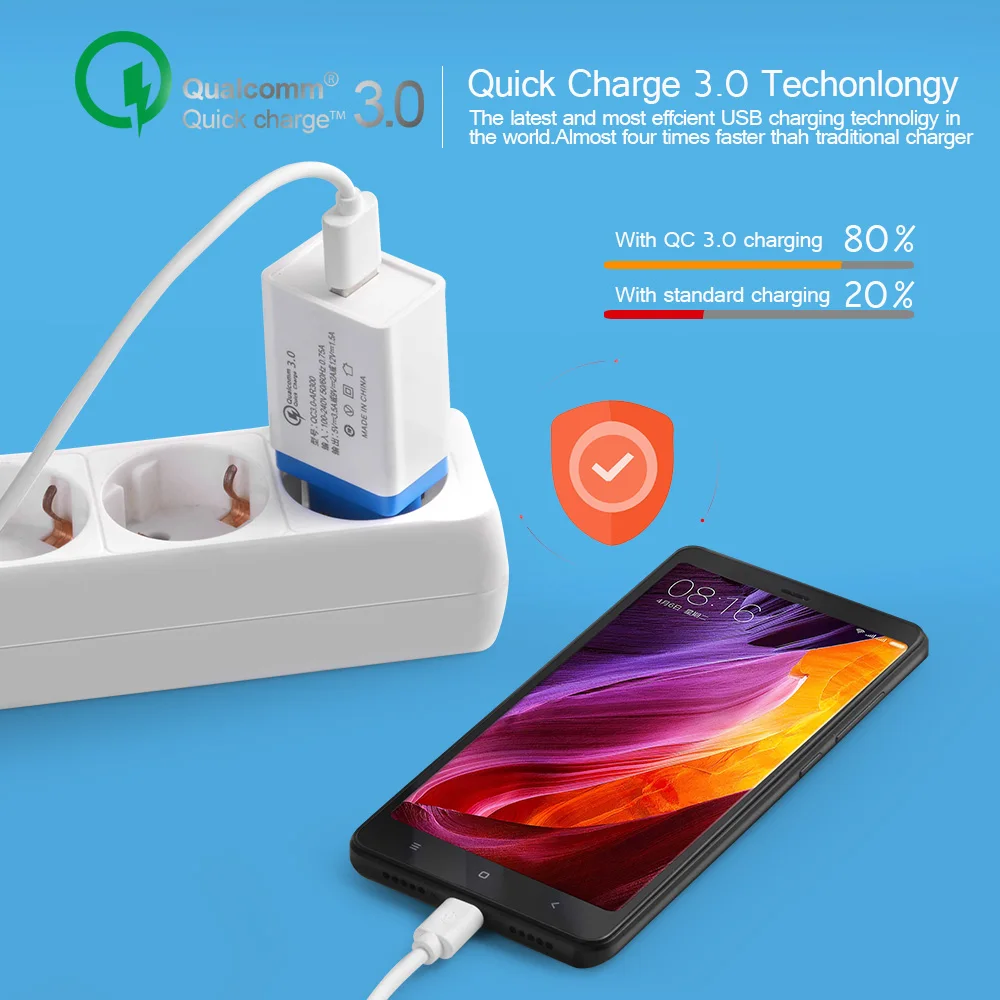 quick charge 3.0 fast usb charger for iphone 7 8 Plus X QC Phone Charger For Samsung Xiaomi redmi Mi8 Huawei mate 20 pro | Мобильные