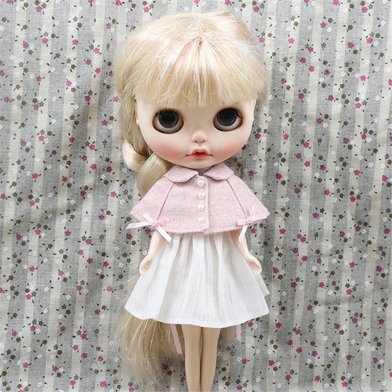 Одежда для куклы ICY DBS Blyth белое платье с розовой мантией костюм 1/6 BJD OB24 аниме