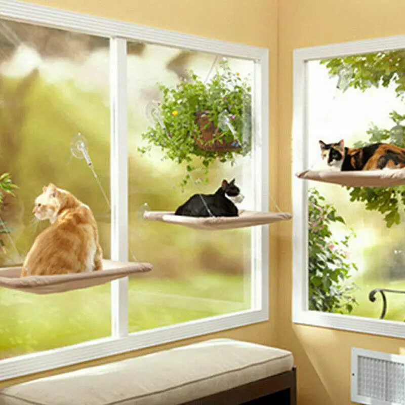 Cute Pet Hanging Beds Bearing 20kg Cat Sunny Seat Window Mount Pet Cat Hammock Comfortable Cat Pet Bed Shelf Seat Beds