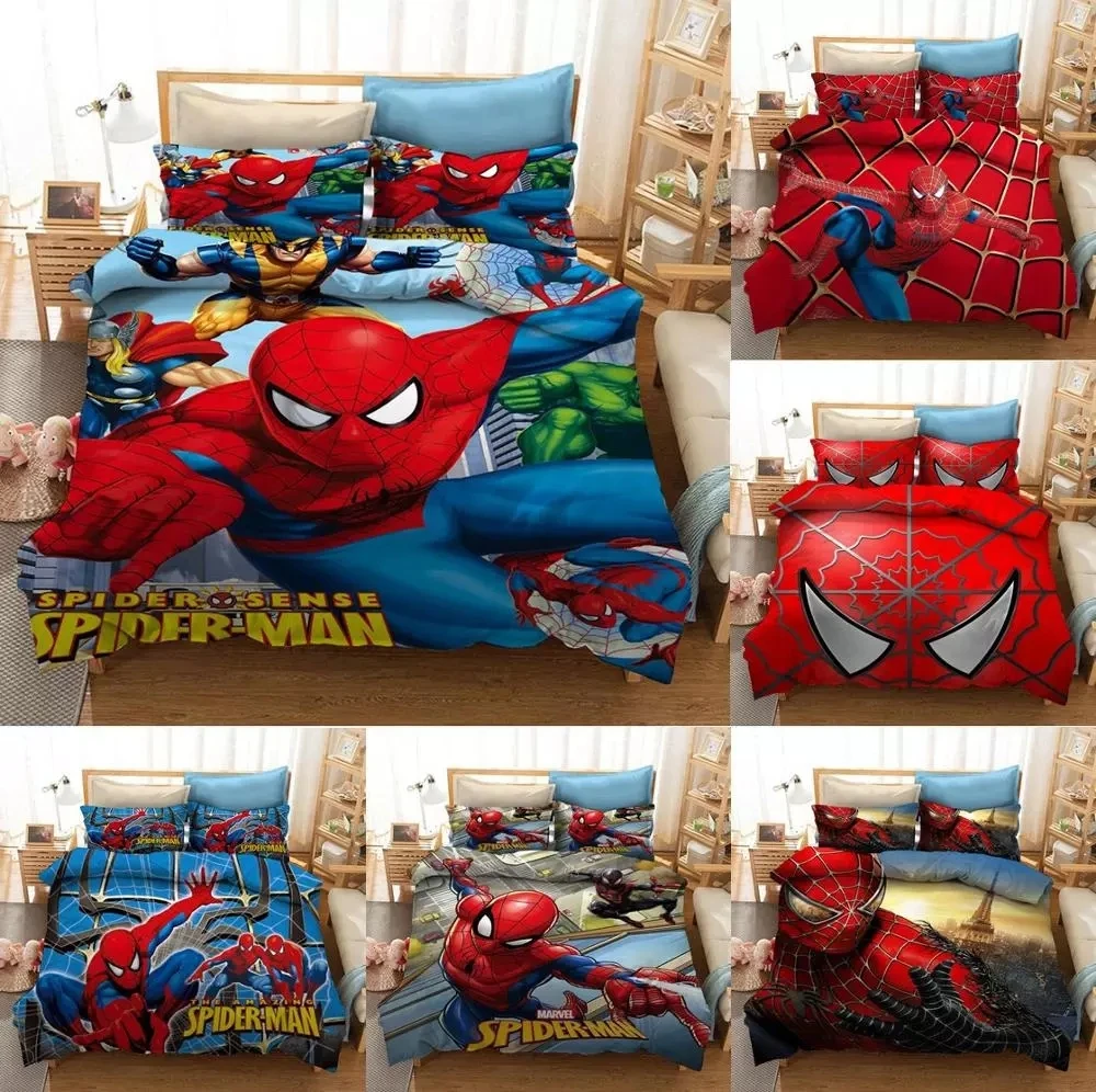 

3D Printing Marvel Animation Spiderman Bedding Sets Fashion Duvet Cover Set Single Double Queen King Bedclothes Pillowcase