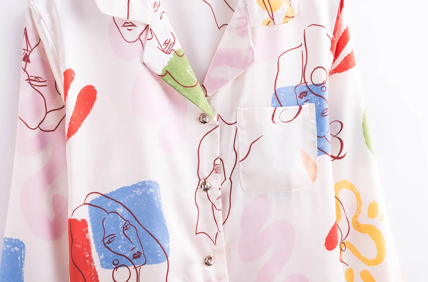 

Pajamas Women's Summer Viscose Fiber Long-Sleeve Suit Korean-Style Ins Thin Printed Two Piece Suit Silk Leisure set sleepwear