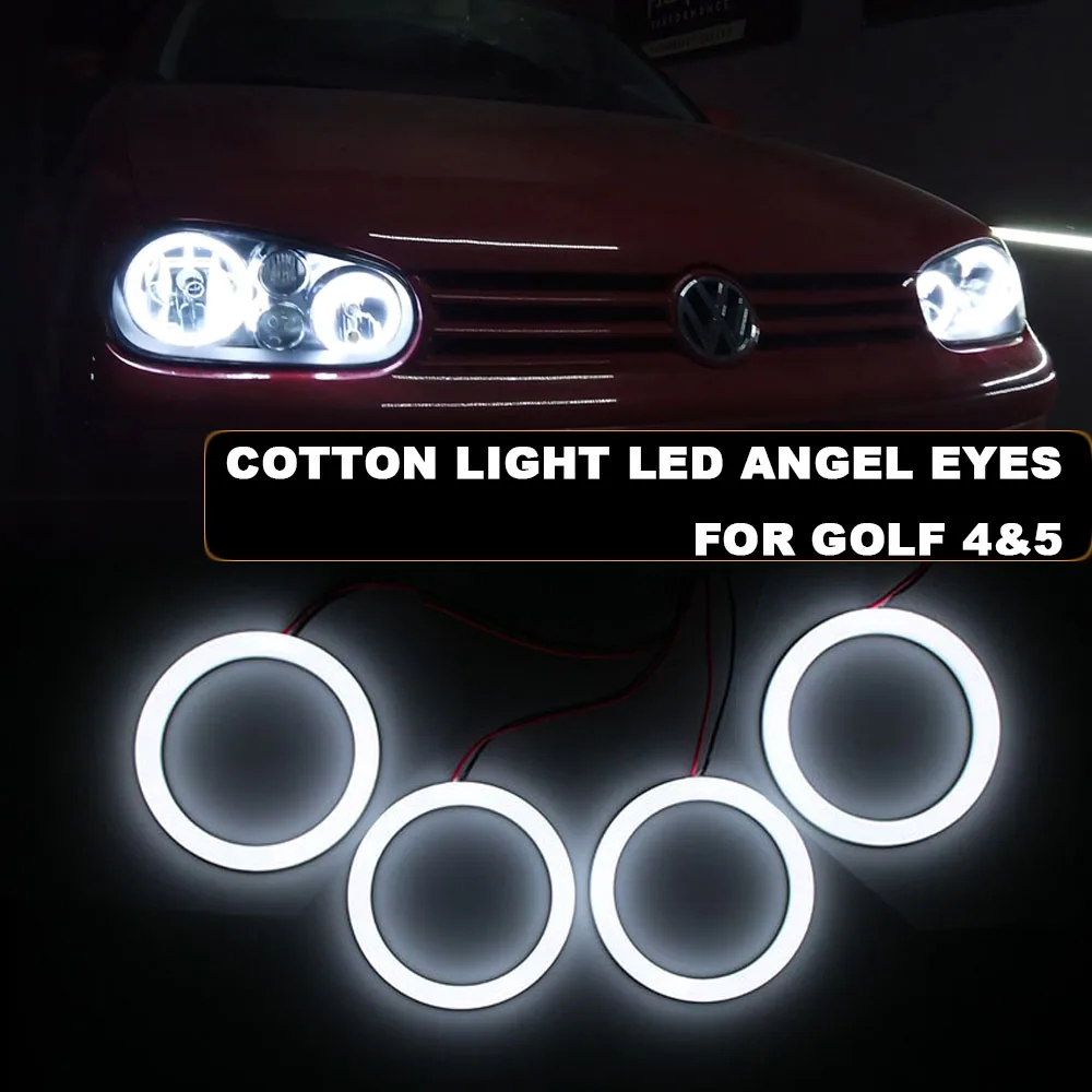 

4Pcs LED Angel Eyes Cotton White Light for Golf 4 Golf 5 1998~2009 Auto Accessories Daytime Running DRL Halo Ring Kits