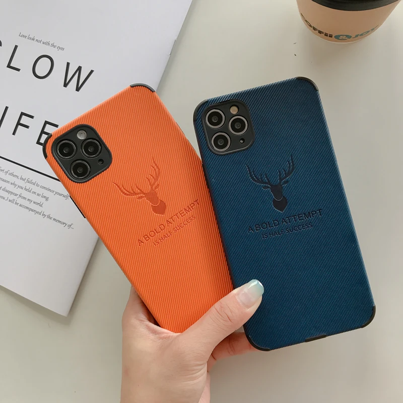 Deer Leather Phone Cover Case For Apple iPhone 6 6S 7 8 X XR XS 11 Pro Max i 7plus 8plus SE 2 2020 Soft Silicone Back Cases | Мобильные