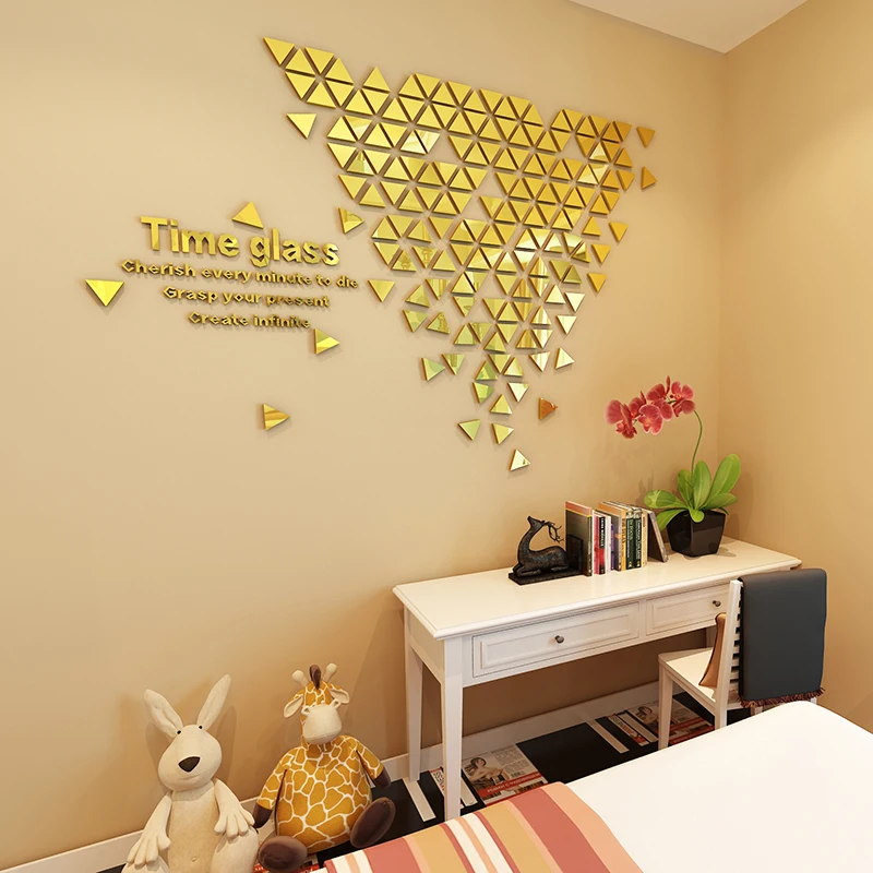 Креативная перевернутая угловая 3d самоклеящаяся зеркальная настенная наклейка