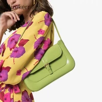 retro baguette underarm shoulder bag women 2019 new trend avocado green crocodile pattern small tote bags female casual simple