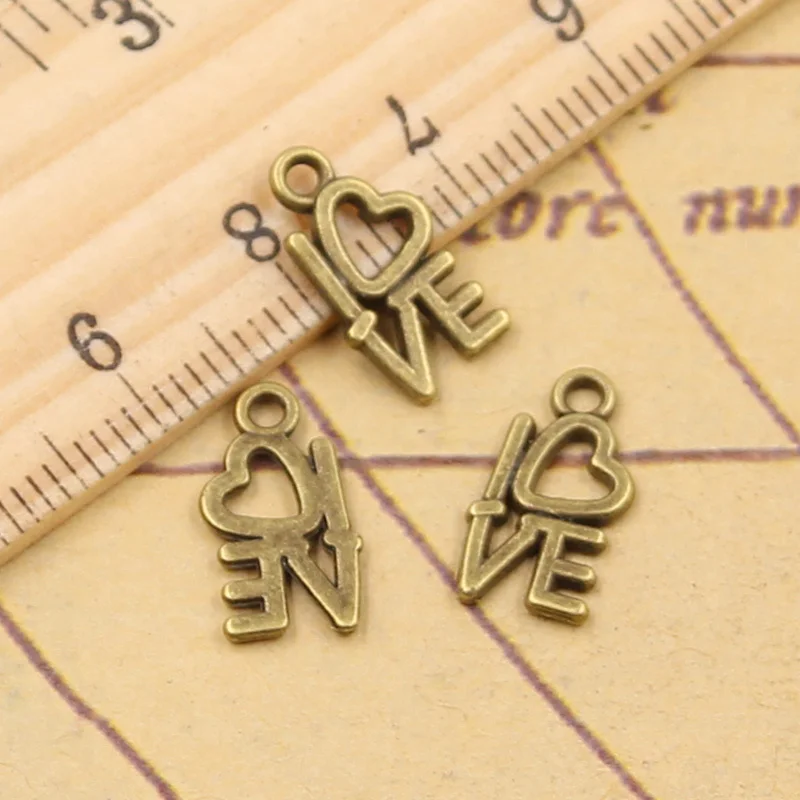 50 шт. Подвески Love Heart 12x9 мм античные бронзовые серебряные цветные Сделай Сам