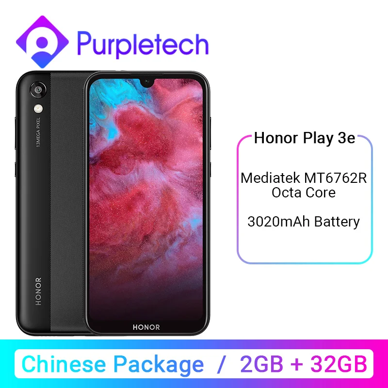 Оригинал HONOR Play 3e 3 e MT6762R Helio P22 2 ГБ 32 мобильный телефон Восьмиядерный 5 71 дюймов 13 МП