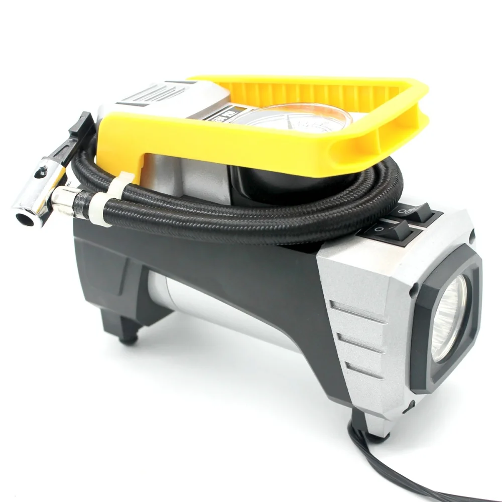 

DC 12V Air Compressor Pump Pointer Display Portable Tire Inflator with Light for Car (Yellow)