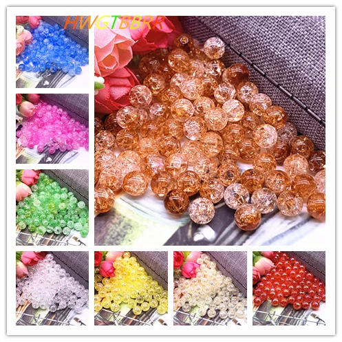 

8mm 10mm Round Acrylic Crackle Bead Loose Spacer Beads for Jewelry Making Diy Accessories