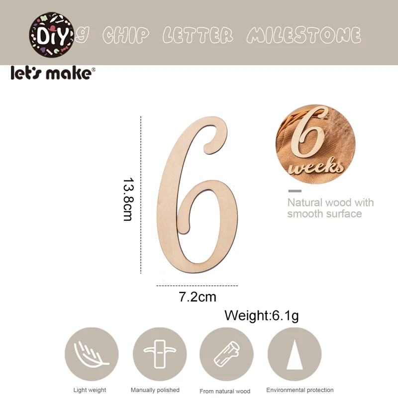 Let's Make 18 шт. бревно-блок БУКВЕННОЕ письмо Детская веха для новорожденных
