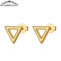 small hollow triangle stud earrings gold s925 sterling silver geometric ear rings for women girls korean fine jewelry piercing