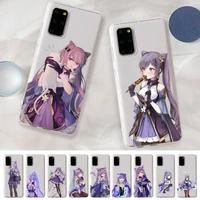 fhnblj keqing genshin impact phone case for samsung a10 20 30 50s 70 51 52 71 4g 12 31 note 20 ultra