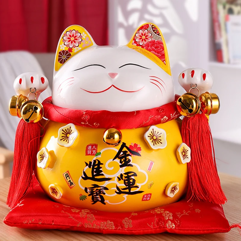 4/6 inch Ceramic Maneki Neko Piggy Bank Creative Home Decoration Porcelain Ornaments Business Gifts Lucky Crafts Lucky Cat Gifts