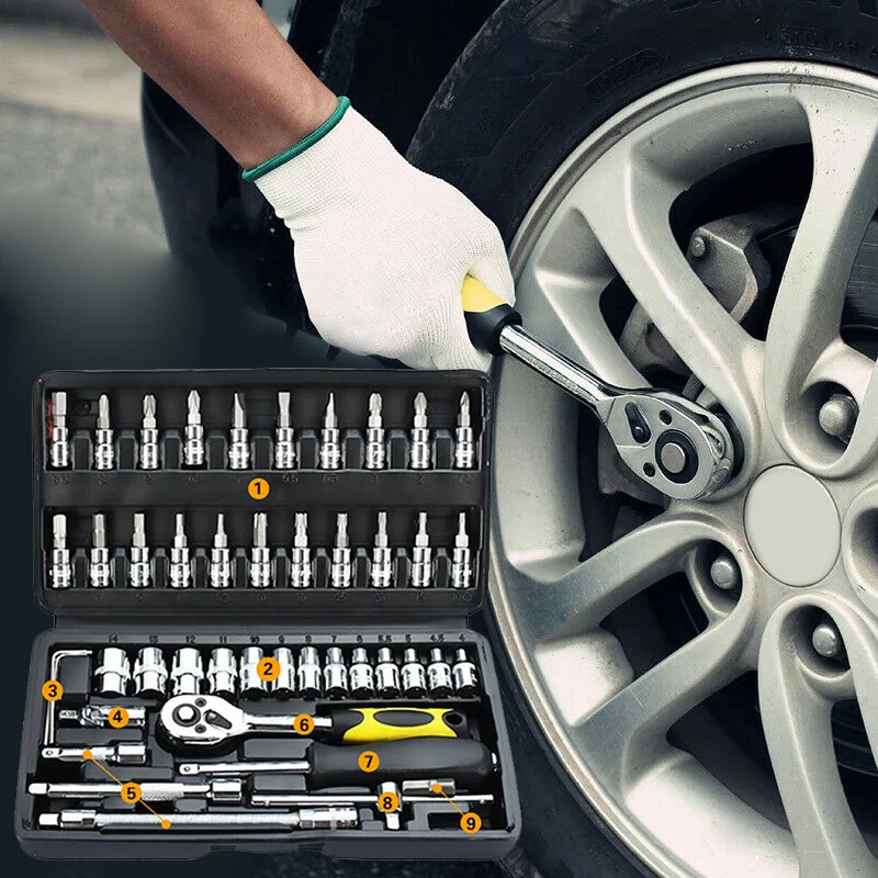 

Car Auto Spanner Socket Screwdriver 1/4\" Ratchet Wrench Box Repair Accessories