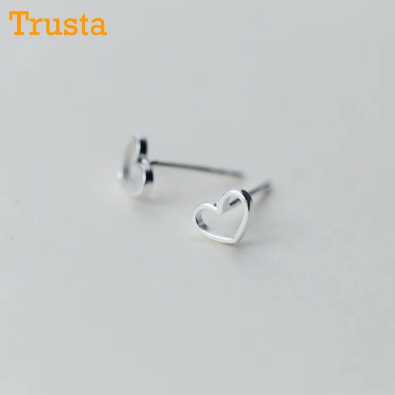 Женские серьги гвоздики из серебра 100% пробы с сердечками|earrings gift|heart stud earringsfashion