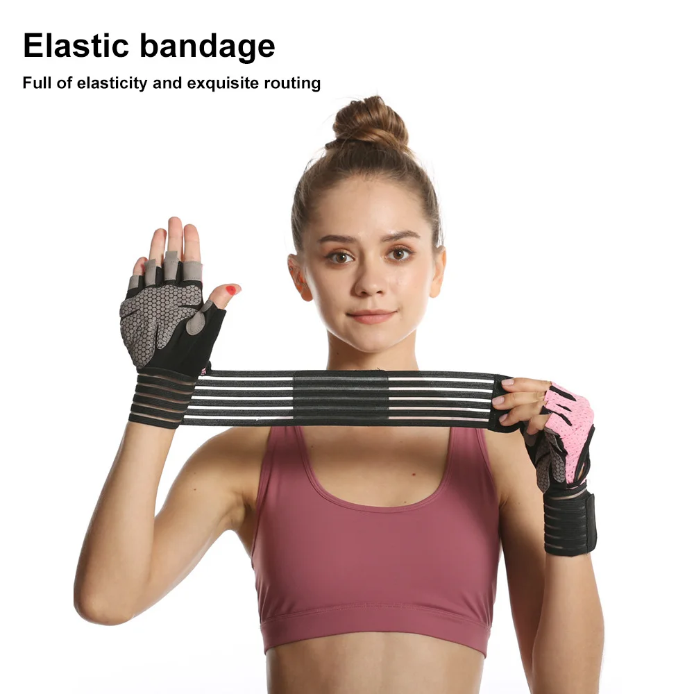 

2 Pieces Professional Gym Fitness Gloves Power Weight Lifting Women Men Crossfit Workout Bodybuilding Half Finger Hand Protector