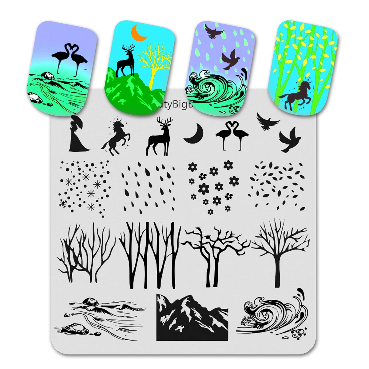 Трафарет bigbang из нержавеющей стали для ногтей пластины стемпинга с изображением