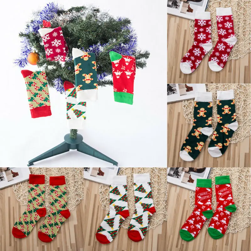 Мужские и женские рождественские носки подарок Санта-Клауса детские забавные