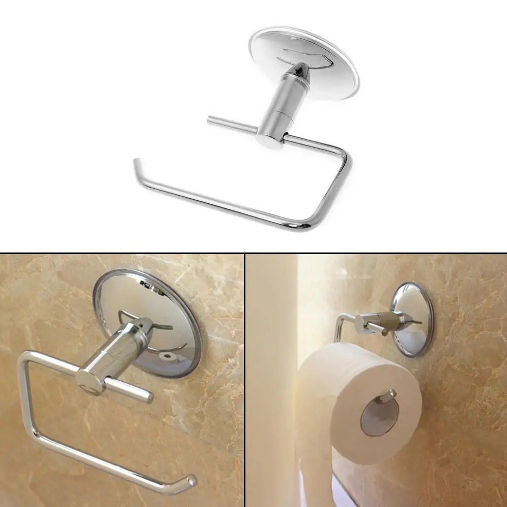 

Stainless Steel Bathroom Toilet Roll Paper Holder Wall Mount Vacuum Suction Cup Toilet Roll Paper Towel Holder Rack