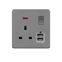 type86 british standard wall home switch with usb socket panel multi use dark port versioneu faceplatewall receptaclecharger