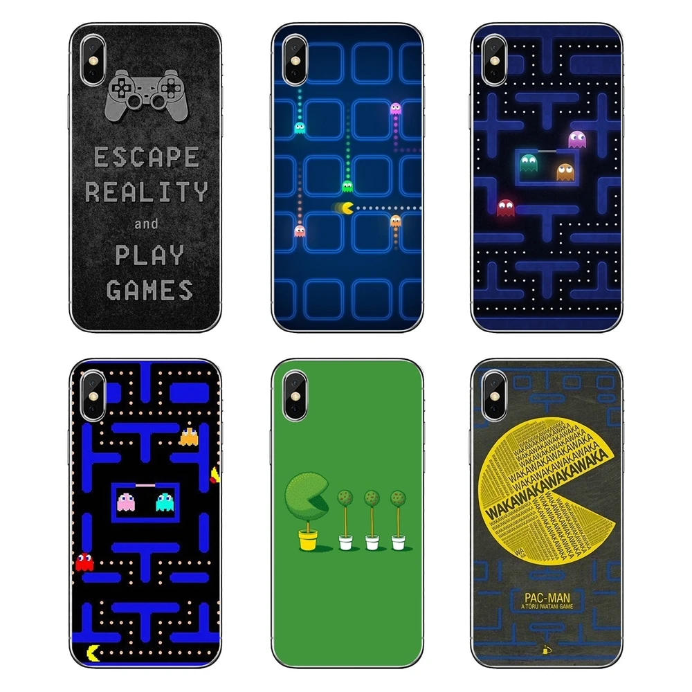 Прозрачные мягкие чехлы для iPod Touch iPhone 4 4S 5 5S 5C SE 6 6S 7 8 X XR XS Plus MAX аркадные игры Pac man