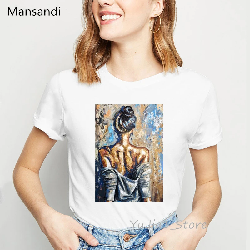 Женская Винтажная футболка с рисунком привлекательная Футболка принтом на спине