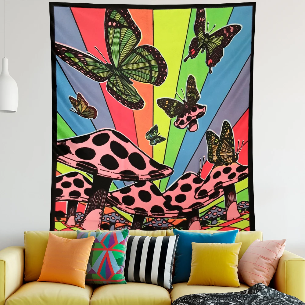 Психоделические сцена украшения для дома бабочки МАНДАЛА ГОБЕЛЕН хиппи богемный