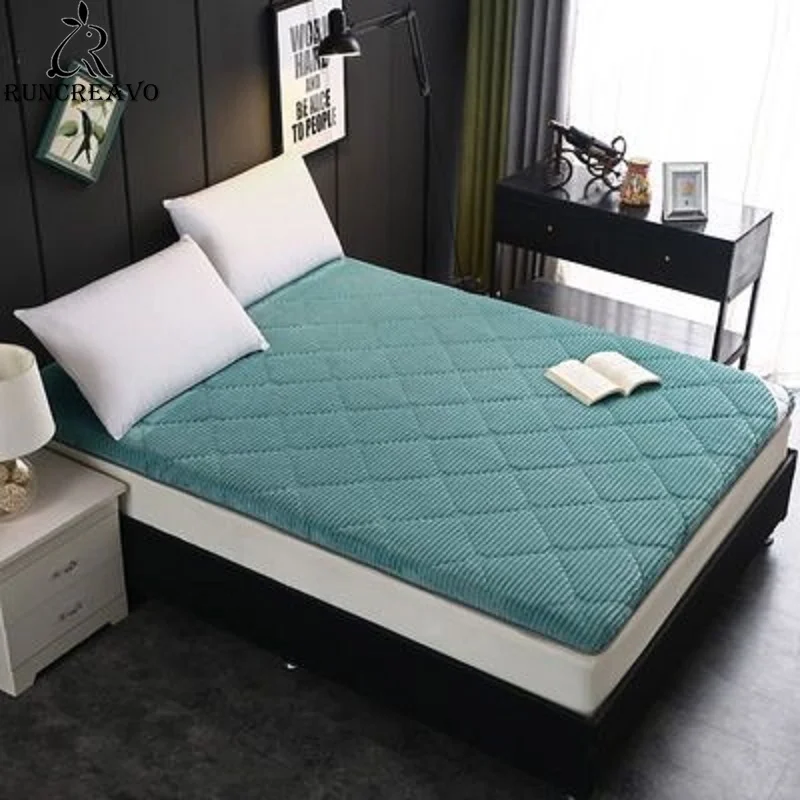 Sponge Filling Comfortable Fabrics Mattress Keep Warm in Winter Can Be Fixed Floor Mat King Queen Twin Full Size Tatami | Мебель