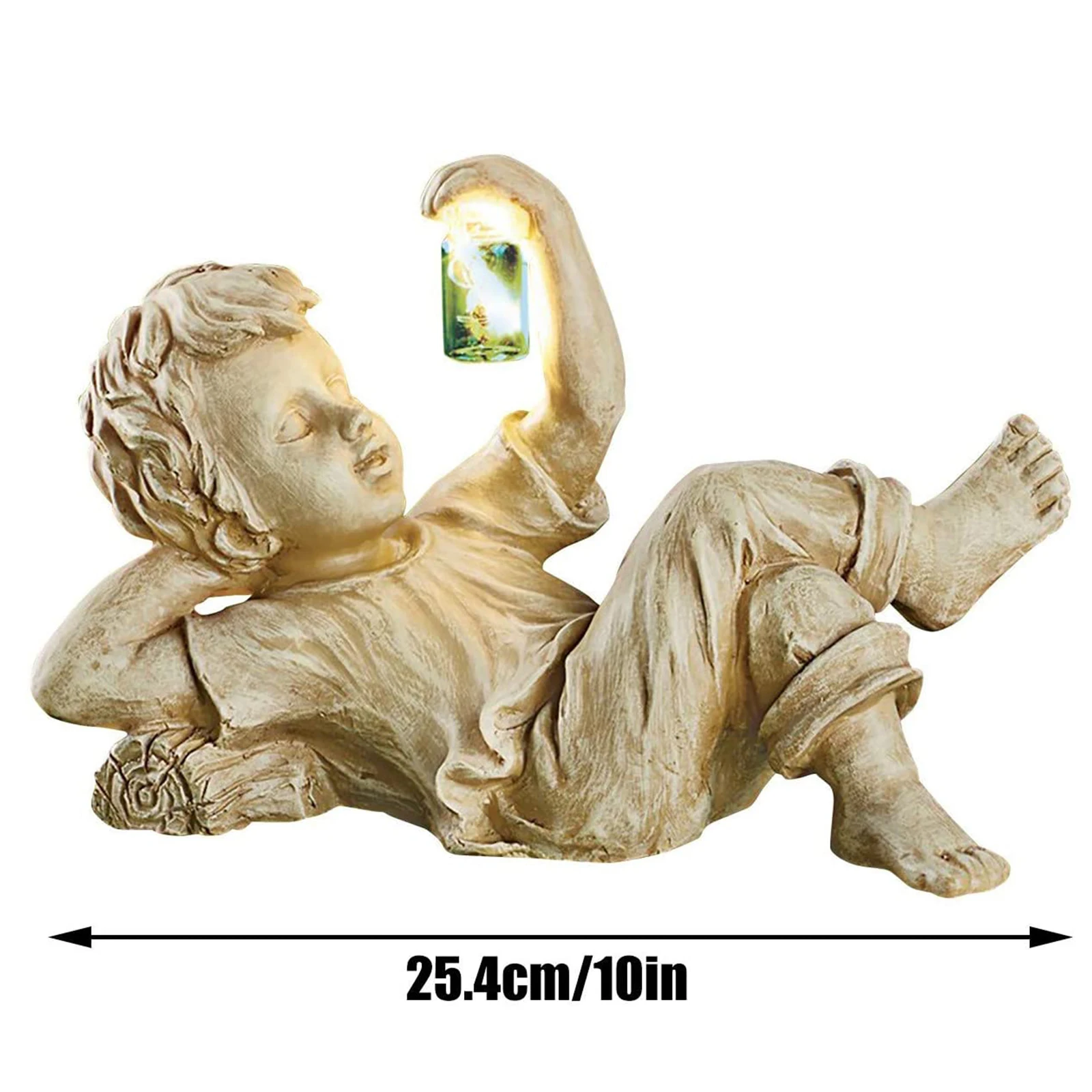 

Creative Garden Children Solar Lighted Firefly Jar Boy Girl Statue Yard Outdoor Sculpture Decor - Decorative Statue for Gardens