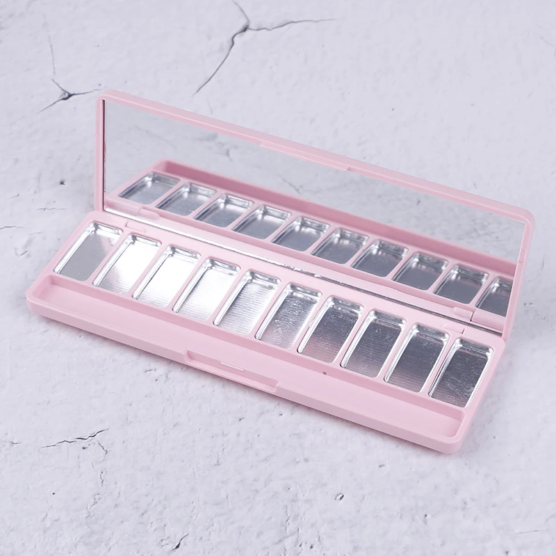 10 ячеек алюминиевая тарелка Пустая палитра тени для век румяна помада блеск губ