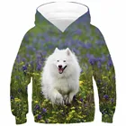 Толстовка с капюшоном для мальчиков и девочек, милый свитшот с принтом самоида, бульдога, лисы, детская повседневная кофта с капюшоном, пуловер, топы