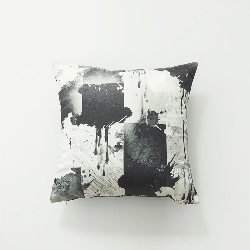 2020 атласная шелковая наволочка черная белая Скандинавская Геометрическая