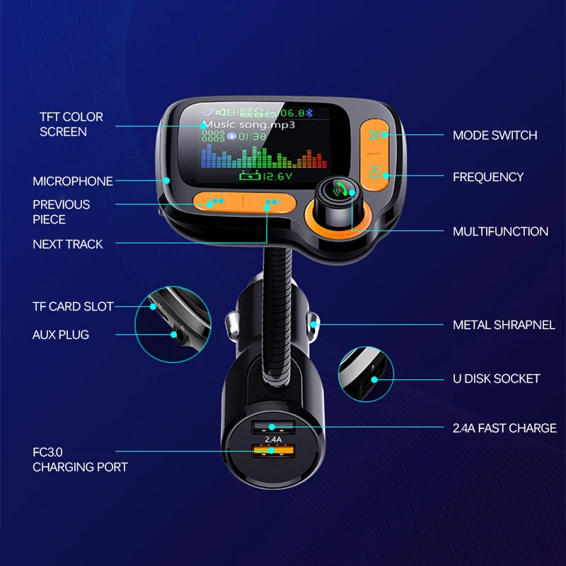 Автомобильный Mp3 плеер TIOODRE fm передатчик Bluetooth 5 0 AUX автомобильный модулятор