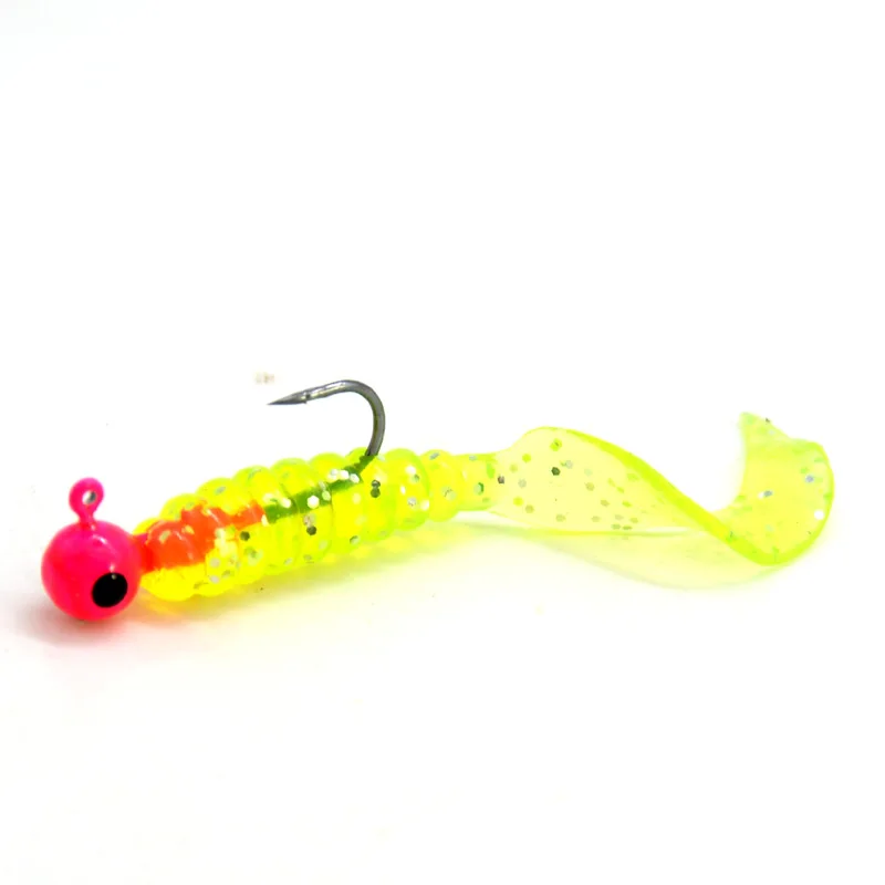 Мягкие приманки 3 5 г Jig Head Рыба 6 см серп хвост искусственные черви партиями по
