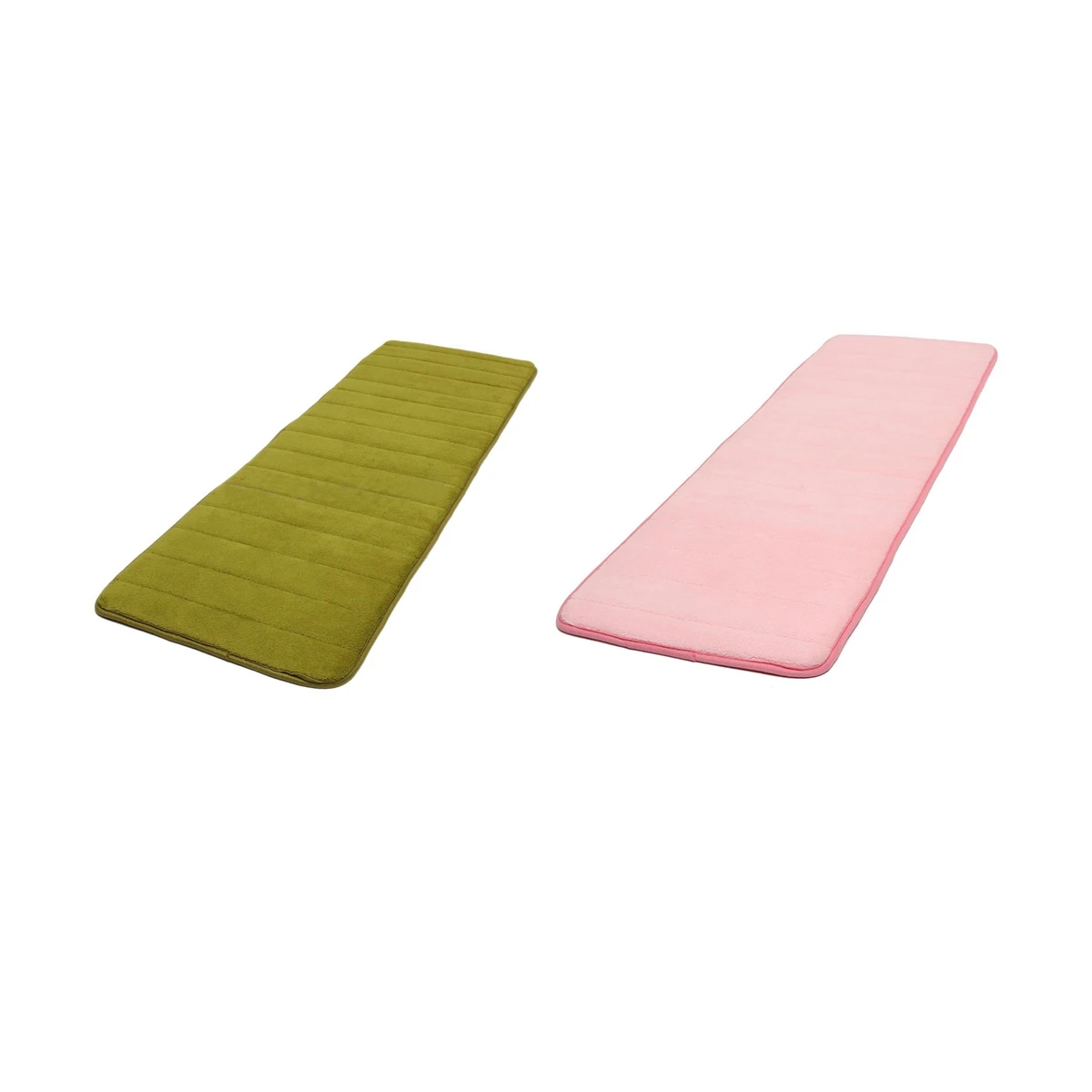 

2Pc 120X40cm Absorbent Nonslip Memory Foam Kitchen Bedroom Door Floor Mat Rug Carpet Olive Drab & Pink