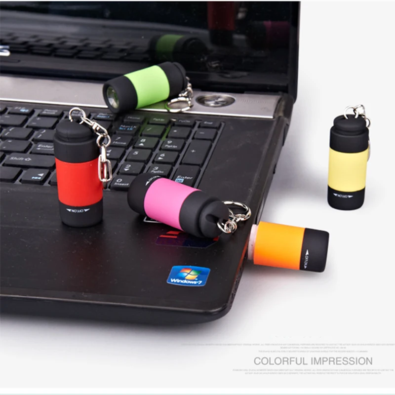 USB мини фонарик Встроенный перезаряжаемый аккумулятор портативный брелок яркая