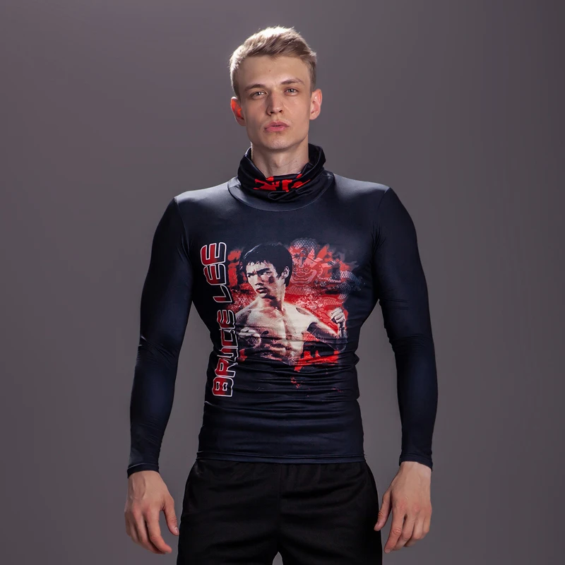 Компрессионные рубашки с высоким воротником для мужчин футболка длинным рукавом