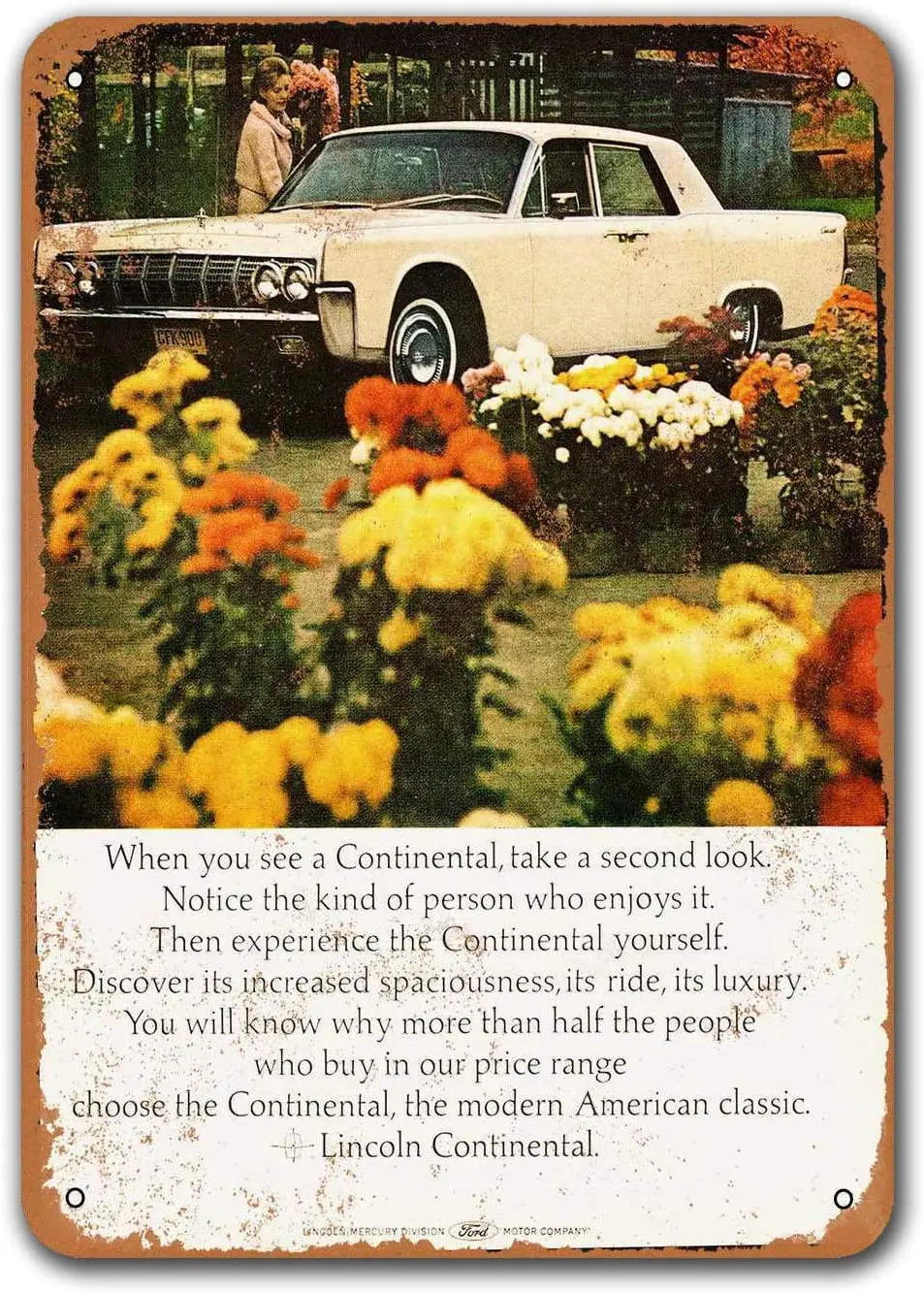 

1964 Lincoln Continental 6 Автомобильные жестяные знаки винтажные, Sisoso металлические таблички постер гараж мужская пещера Ретро Декор стен 8x12 дюймов
