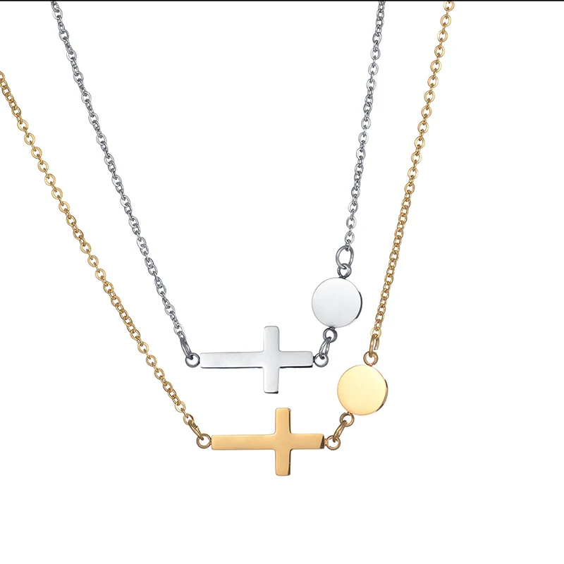 

Female Cross Pendant Necklace Stainless Steel Statement Chokers Necklaces for Women Religious Jewelry Neckless Birthday Gifts