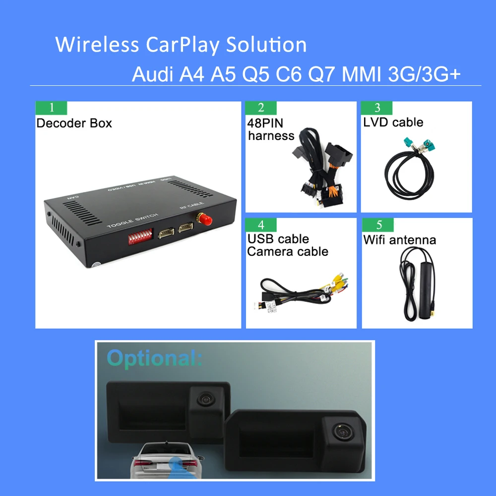 CarLinkit CarPlay Android авто беспроводной декодер для Audi A4 A5 Q5 MMI экран обратного изображения комплект модернизации