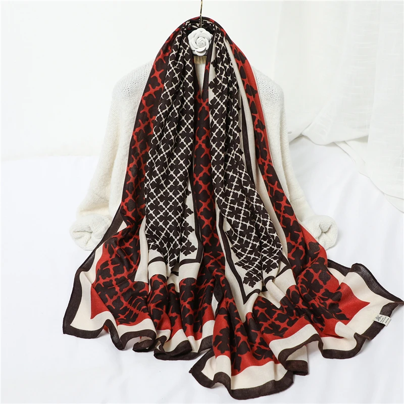 

Роскошный брендовый женский хлопковый хиджаб, шарф, шали, женский шарф с принтом, повязка на голову из пашмины, дорожные пляжные шарфы 2021, ди...