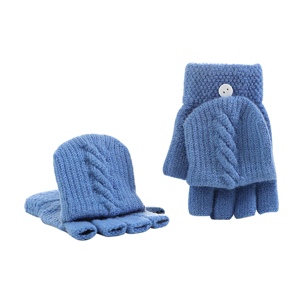 SAGACE зимние женские перчатки теплые с полупальцами одноцветные эластичные