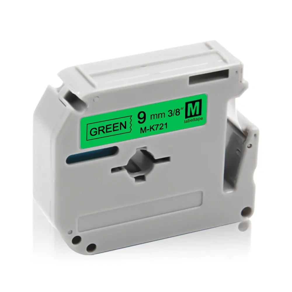 Black on Green Absonic 9 мм старую кассету M-K121 M-K221 M-K421 M-K521 M-K621 M-K721 Совместимость для Brother P-Touch PT80 PT85 PT-90 PTM95 принтер - Цвет: Black on Green