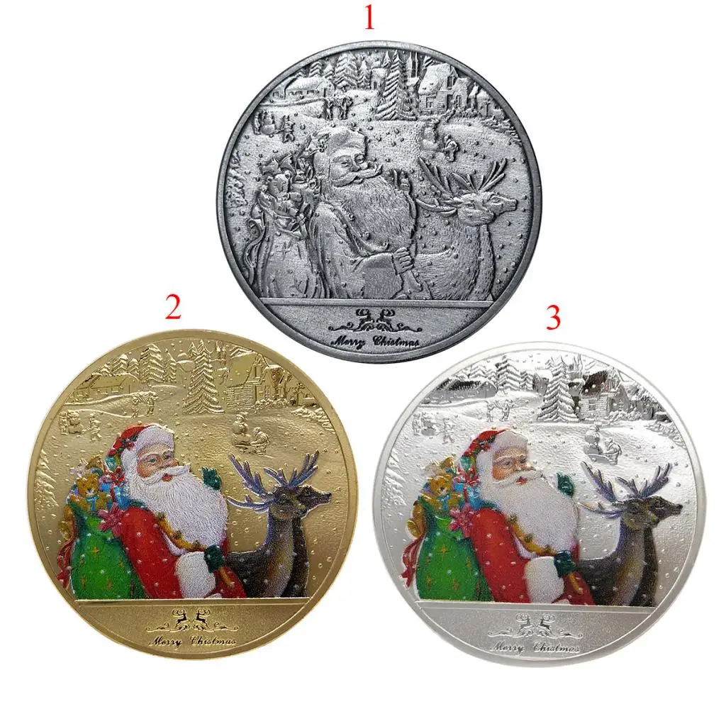 

1x New Year's Santa Claus Souvenir Coins 40mm Gifts Collectable Badges