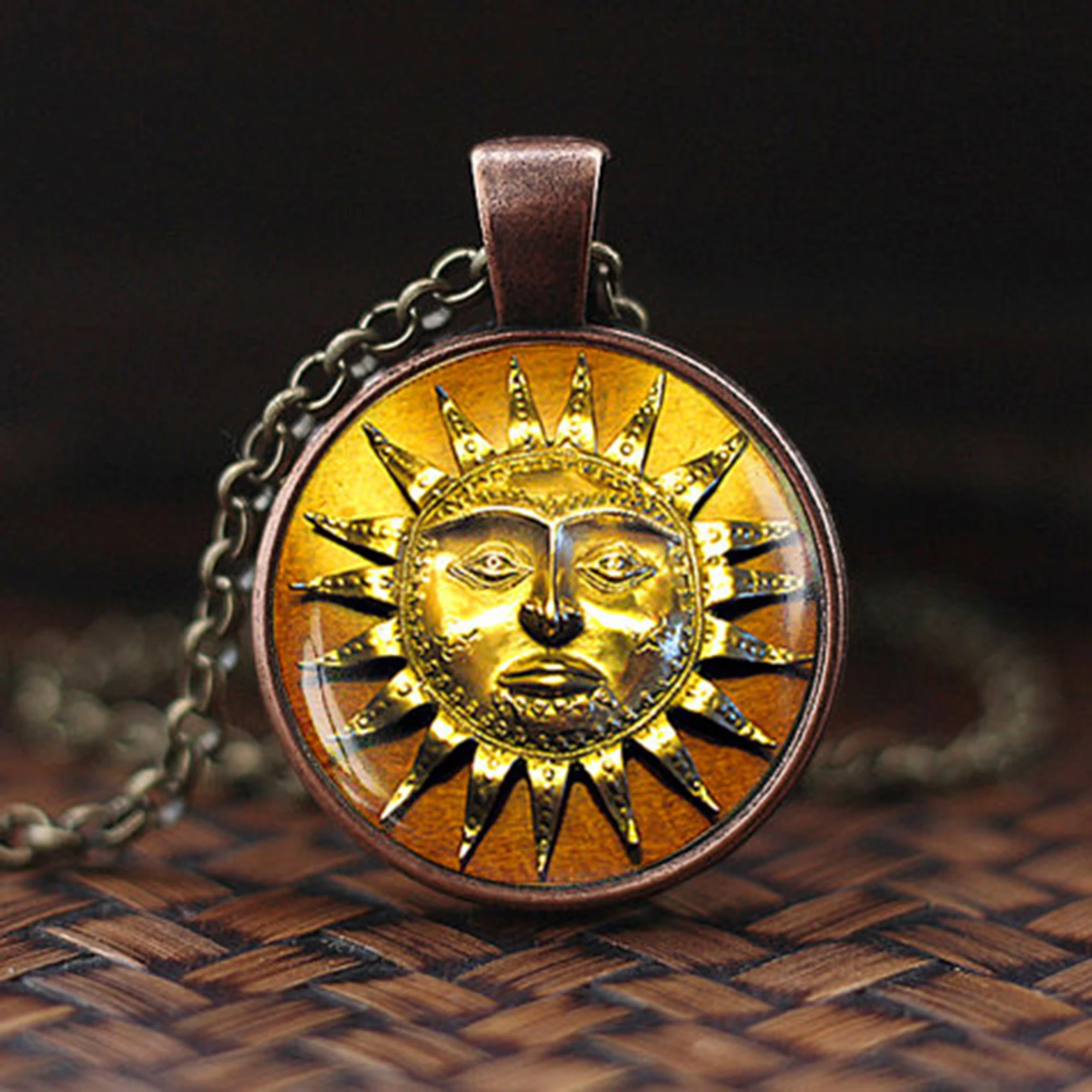 

Sacred Geometry Pendant Necklace Tree Milky Way Galaxy Nebula Space Sun God Yinyang Taichi Glass Cabochon Necklaces